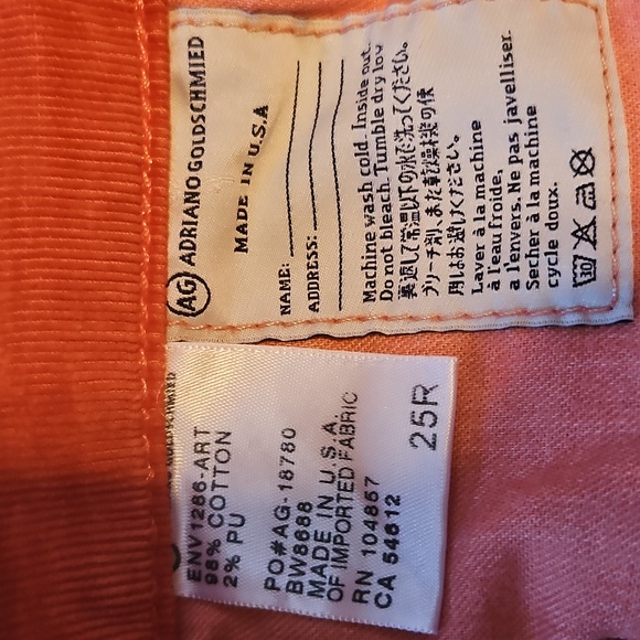 AG Adriano Goldschmied Stevie Slim Straight Corduroy Pants Orange Size 25R - Picture 6 of 8
